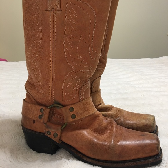 Frye RARE Vintage Coral Embroidered Eagle Phenix Rising Harness Riding Boot  8.5 - Picture 12 of 14